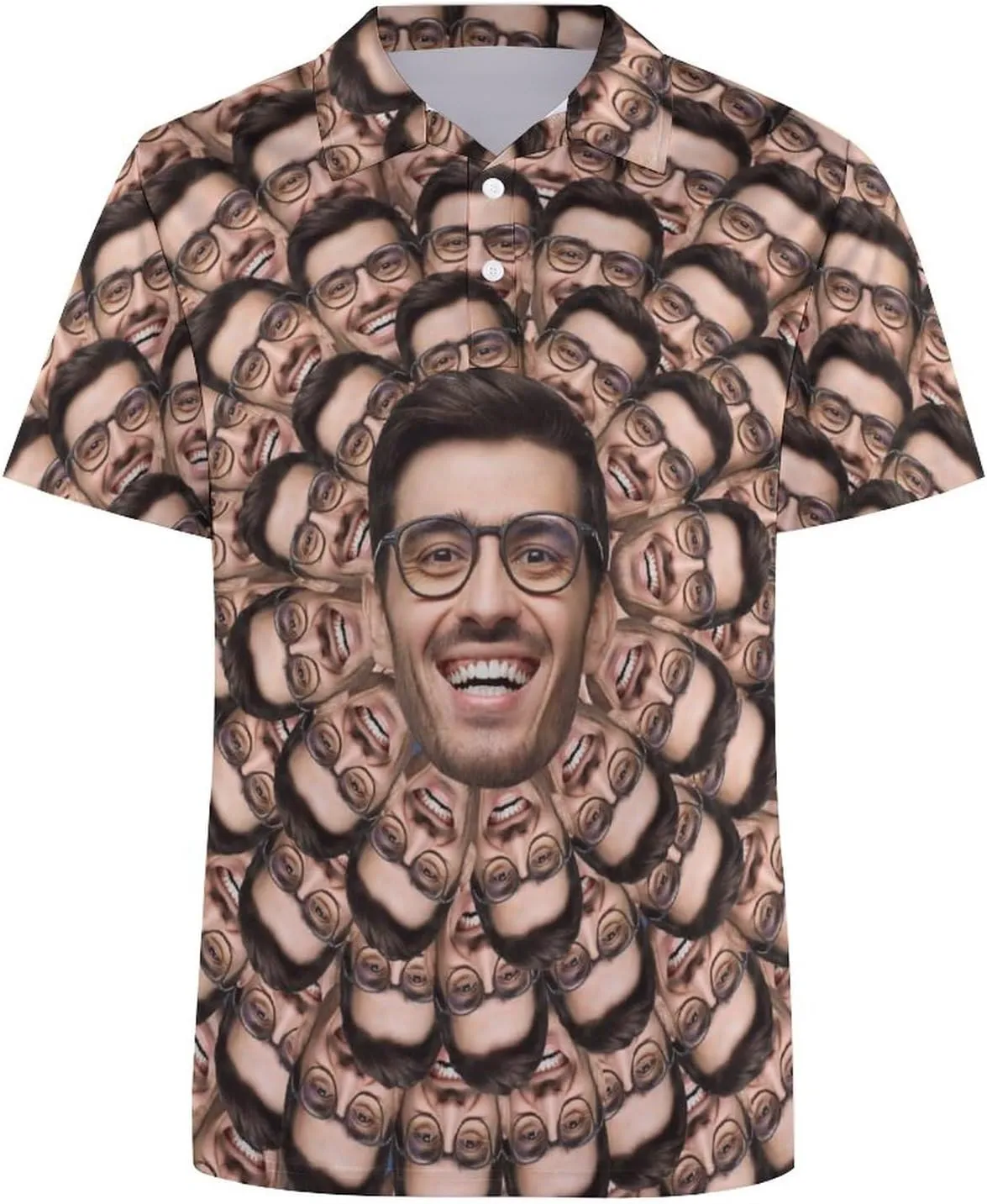 Custom Photo T Shirt for Men Personalized Faces Polo Tshirts Funny Shirt Gift for Husband Dad Boyfriend(Regular/Plus Size)