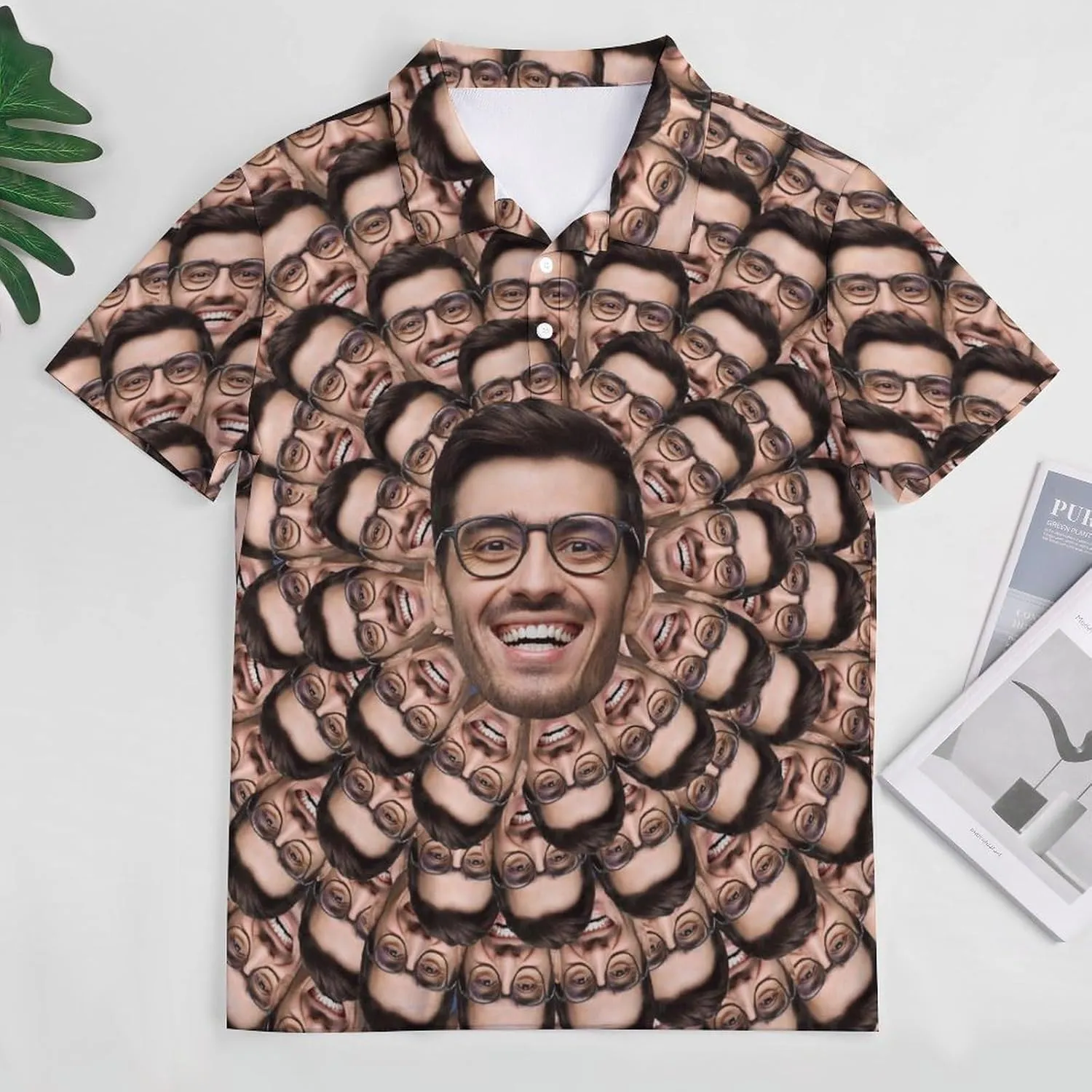 Custom Photo T Shirt for Men Personalized Faces Polo Tshirts Funny Shirt Gift for Husband Dad Boyfriend(Regular/Plus Size)
