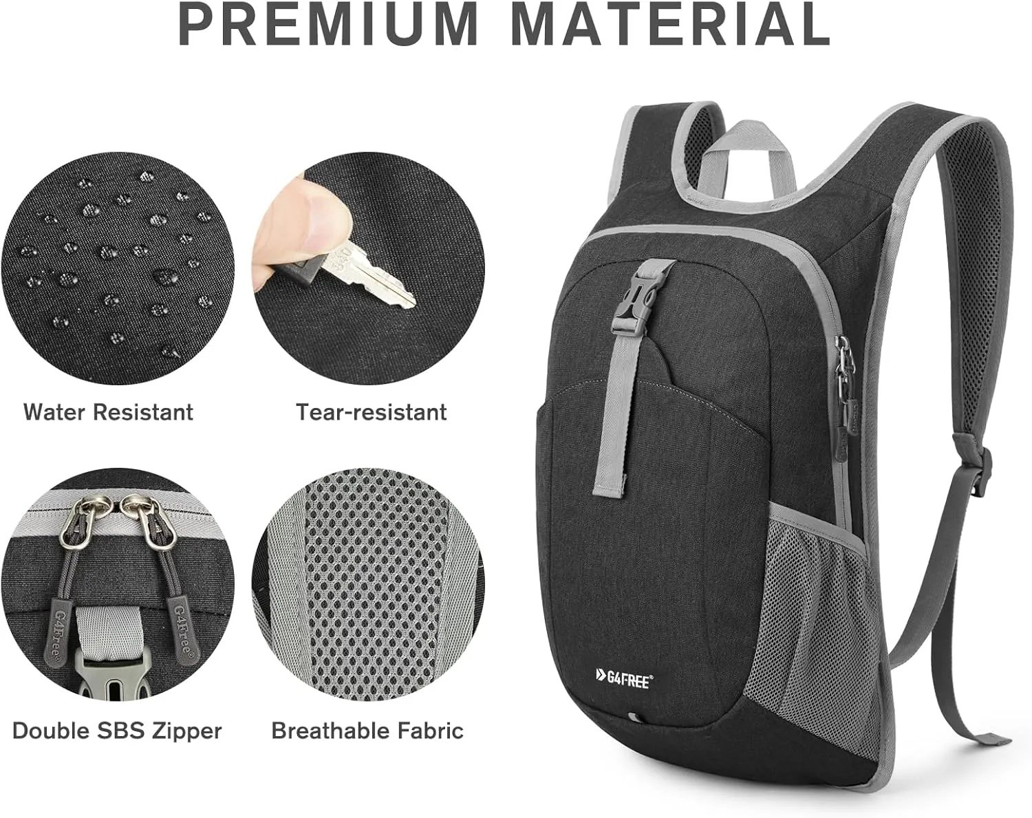 G4Free 12L Hiking Backpack, Lightweight Small Hiking Daypack for Outdoor Travel Mini Foldable Shoulder Bag