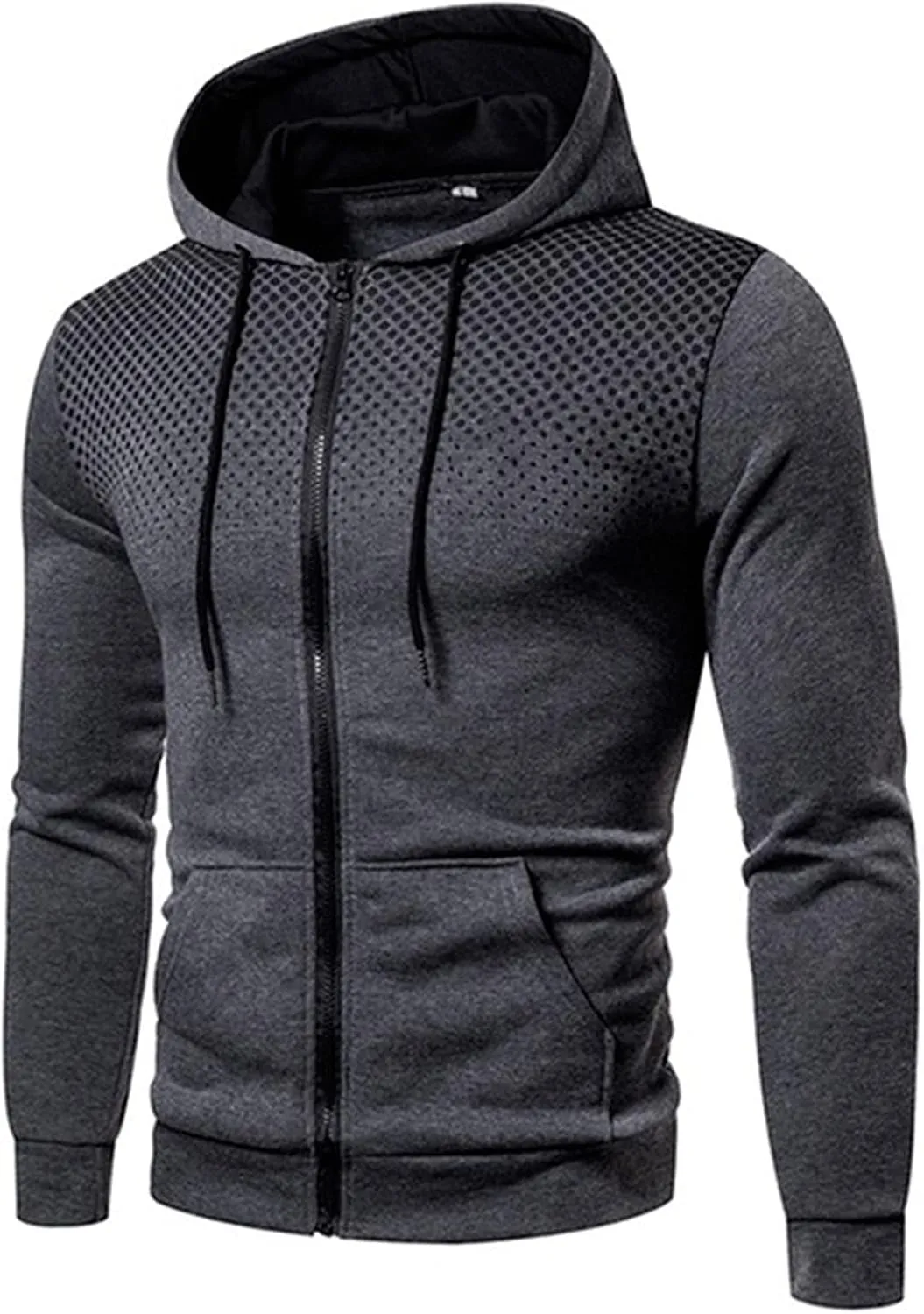 Mens Full Zip Hoodies 2023 Color Block Long Sleeve Casual Drawstring Sweatshirt Sport Outwear Jacket with Pockets