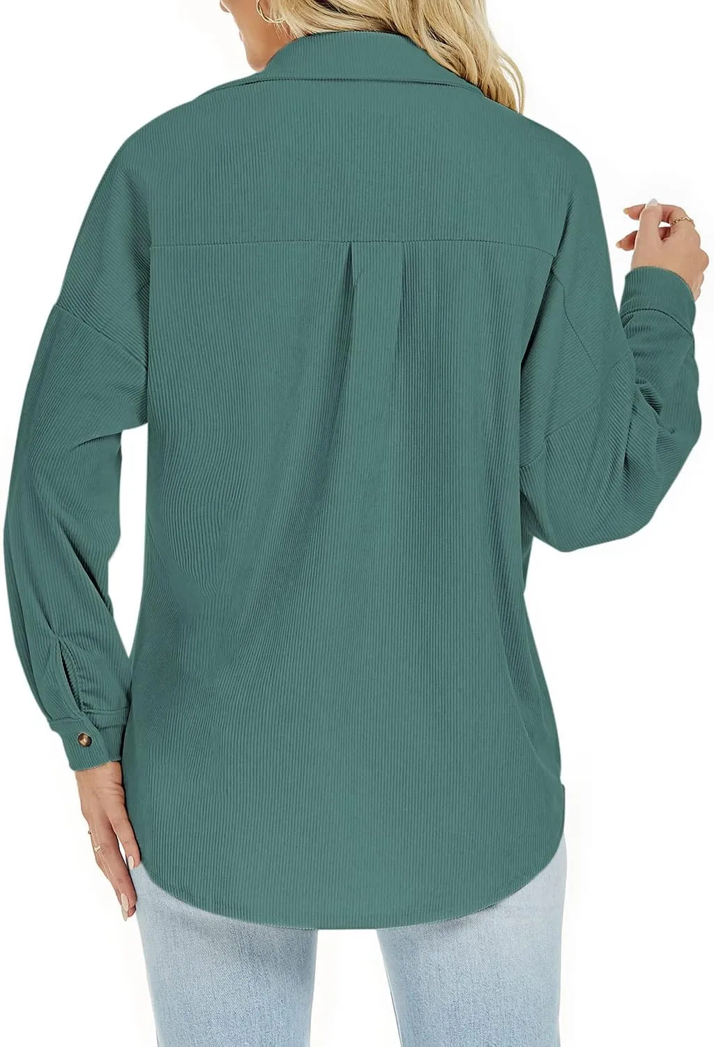 Plus Size Corduroy Jacket for Women Casual Long Sleeve Button Down Shacket Jacket