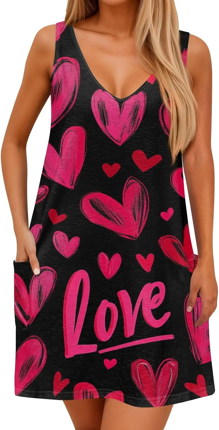 Summer Dresses for Women Vacation Casual Sundress Beach V Neck Dress with Pocket 2025 Sleeveless Swimsuit Coverup