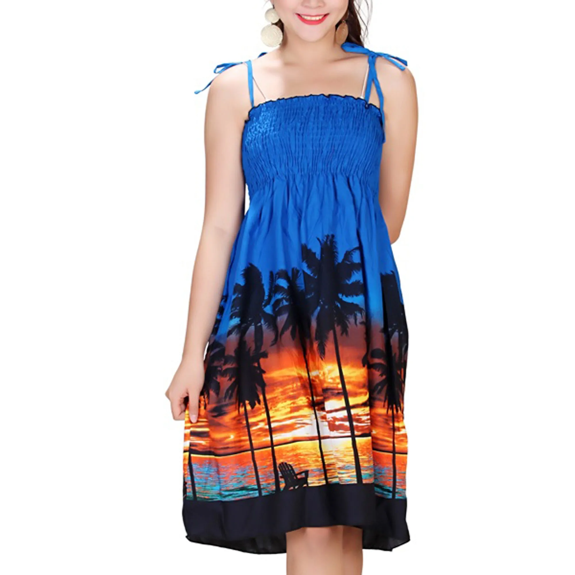 Sunset Border Women's Short Elastic Tube Dress