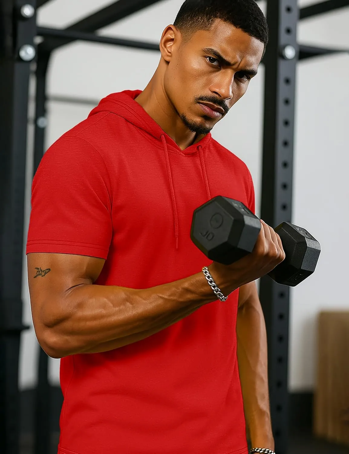 TACVASEN Short Sleeve Hoodies for Men Cotton Hoodies Summer Sweatshirt Lightweight Breathable Workout Shirts Pullover