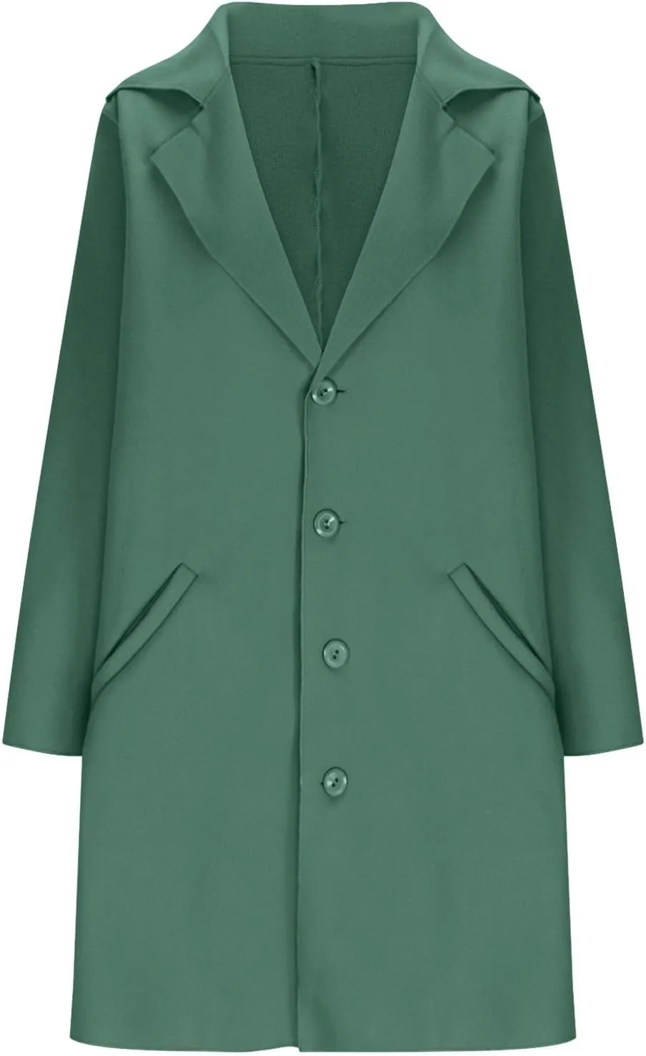 Womens Wool Coats Double Breasted Outwear Cardigan Lapel Jackets Winter Midi Pea Coat Trench Coat With Pockets