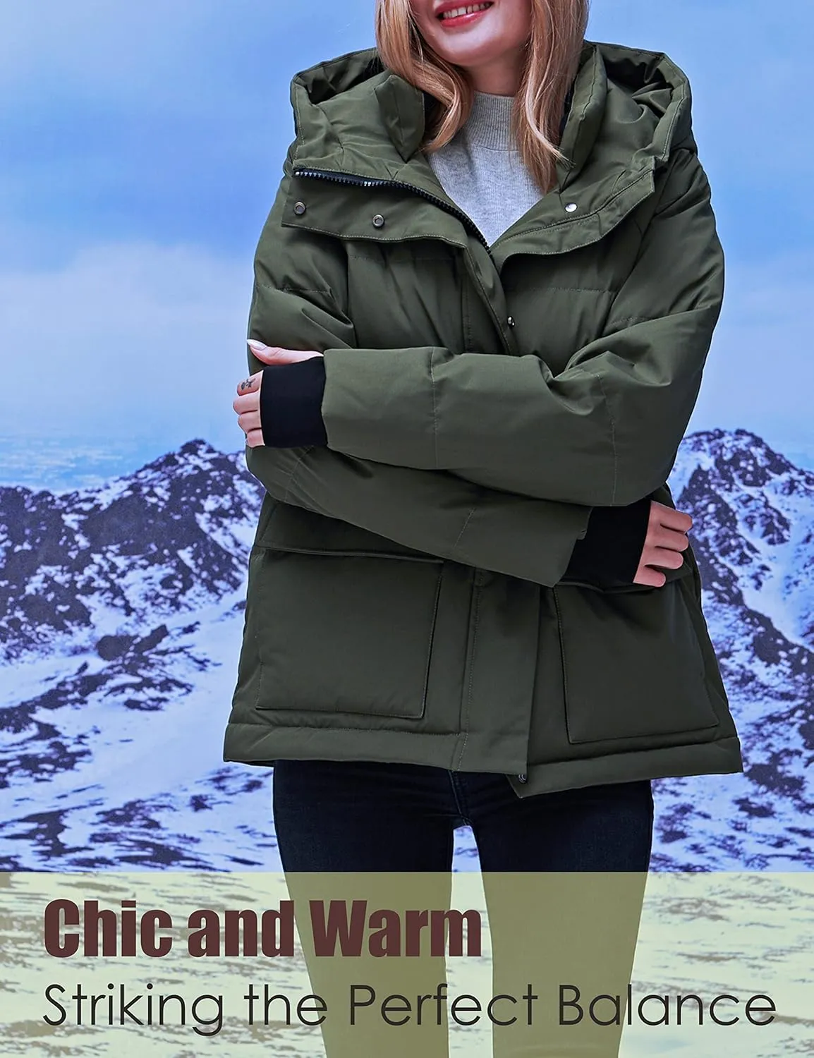 YISEVEN Women's Lightweight Waterproof Detachable Thickened Oversize Down Jacket Hooded